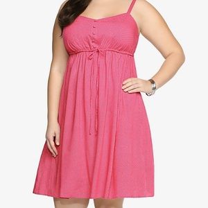 NWT Torrid Pink Polka Dot Henley Challis Dress